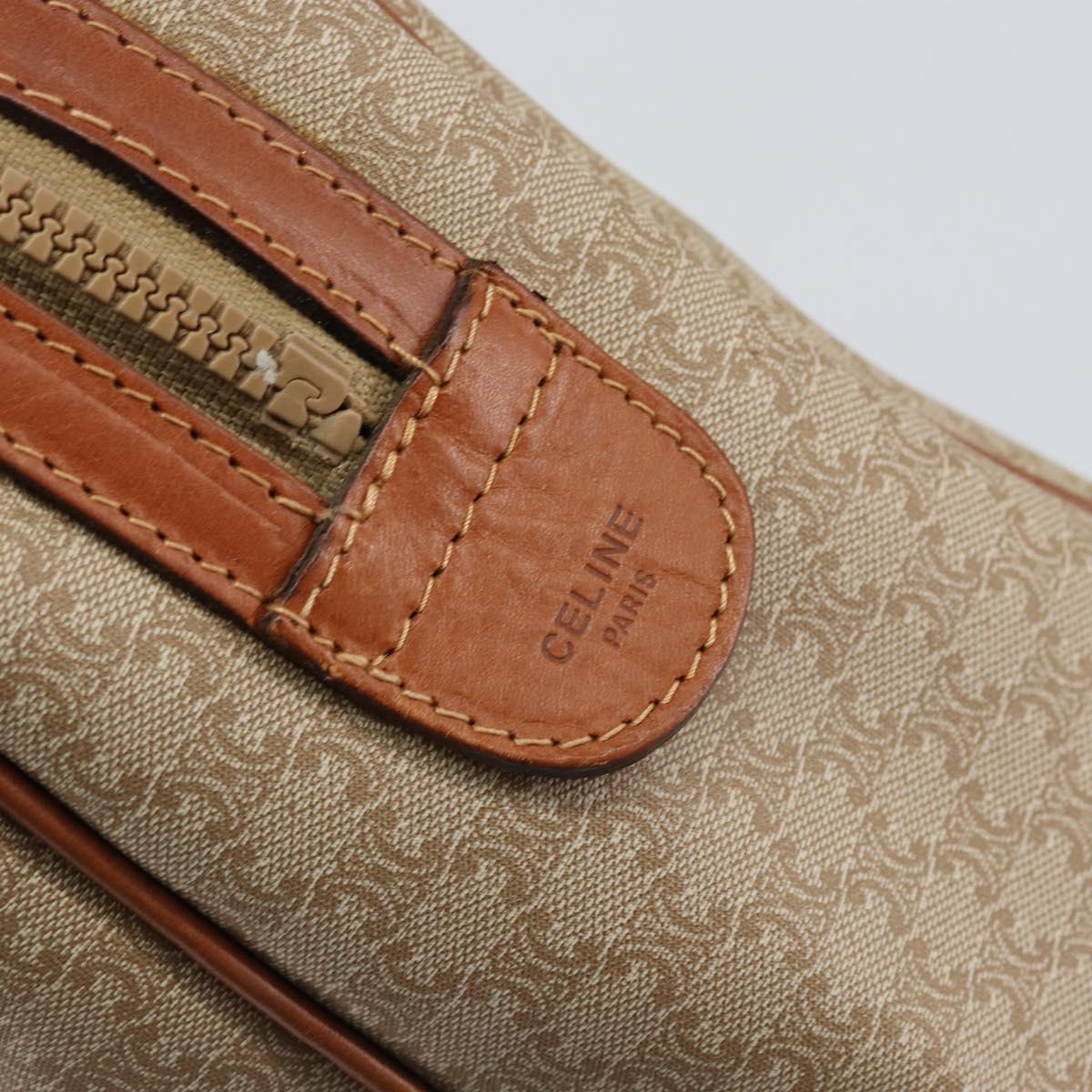 CELINE Macadam Canvas Hand Bag PVC Leather Beige Gold Auth 152189