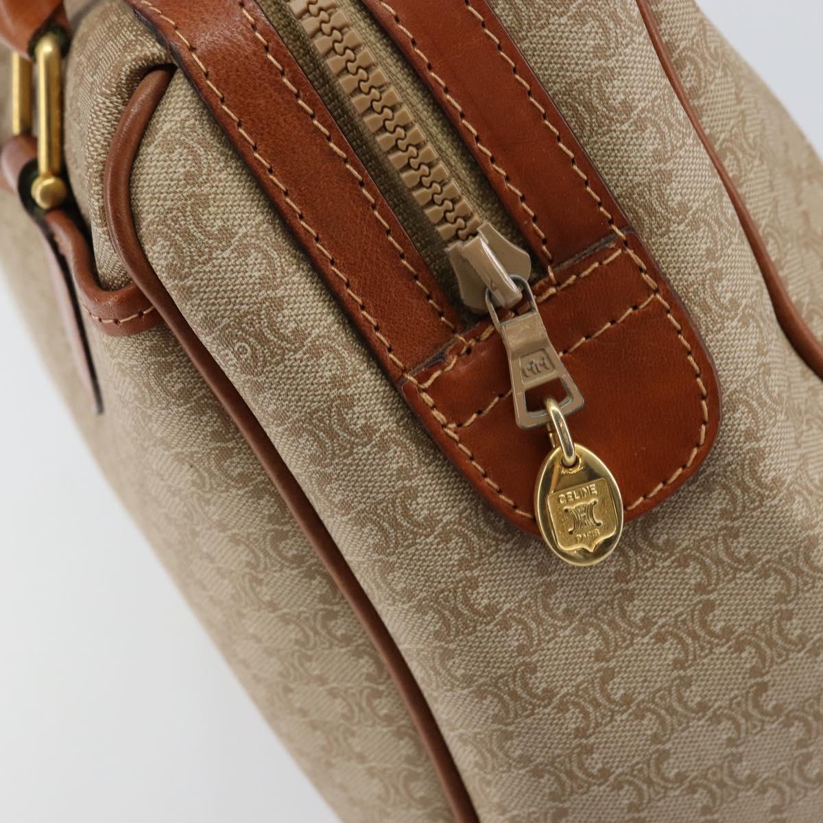 CELINE Macadam Canvas Hand Bag PVC Leather Beige Gold Auth 152189