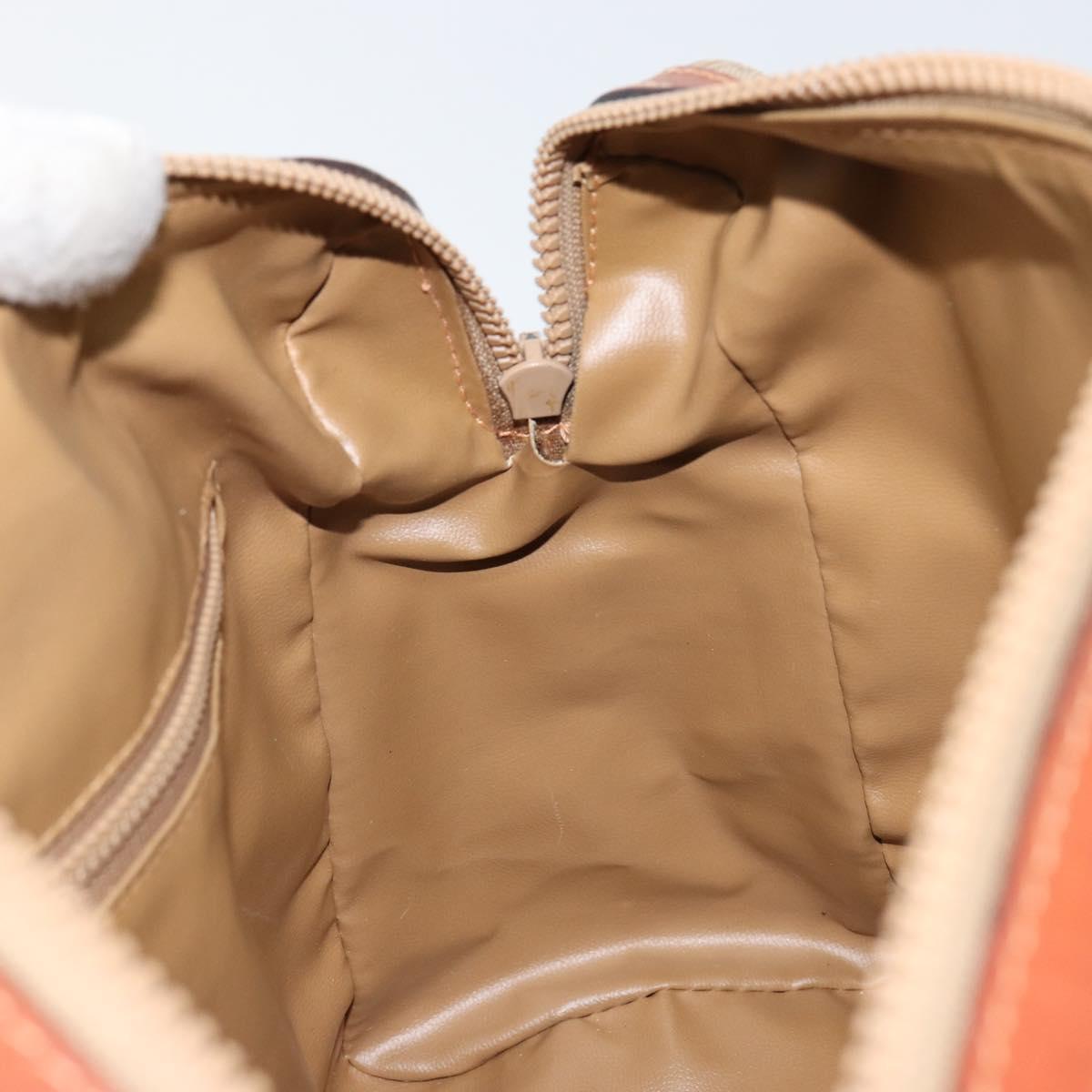 CELINE Macadam Canvas Hand Bag PVC Leather Beige Gold Auth 152189