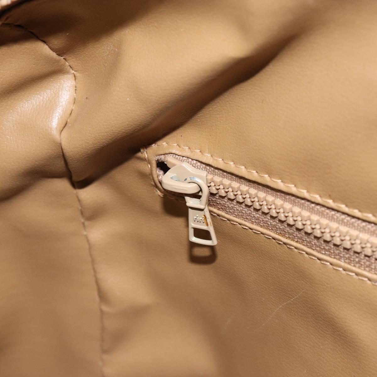 CELINE Macadam Canvas Hand Bag PVC Leather Beige Gold Auth 152189