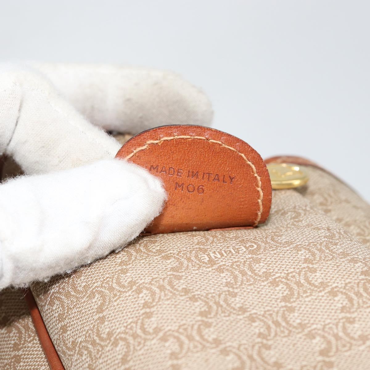 CELINE Macadam Canvas Hand Bag PVC Leather Beige Gold Auth 152189