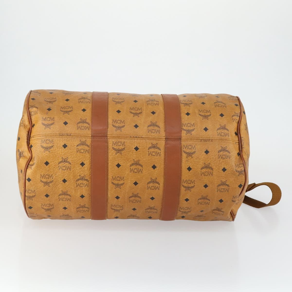 MCM Logogram Vicetos Boston Bag PVC Leather 2way Brown Gold Auth 152194