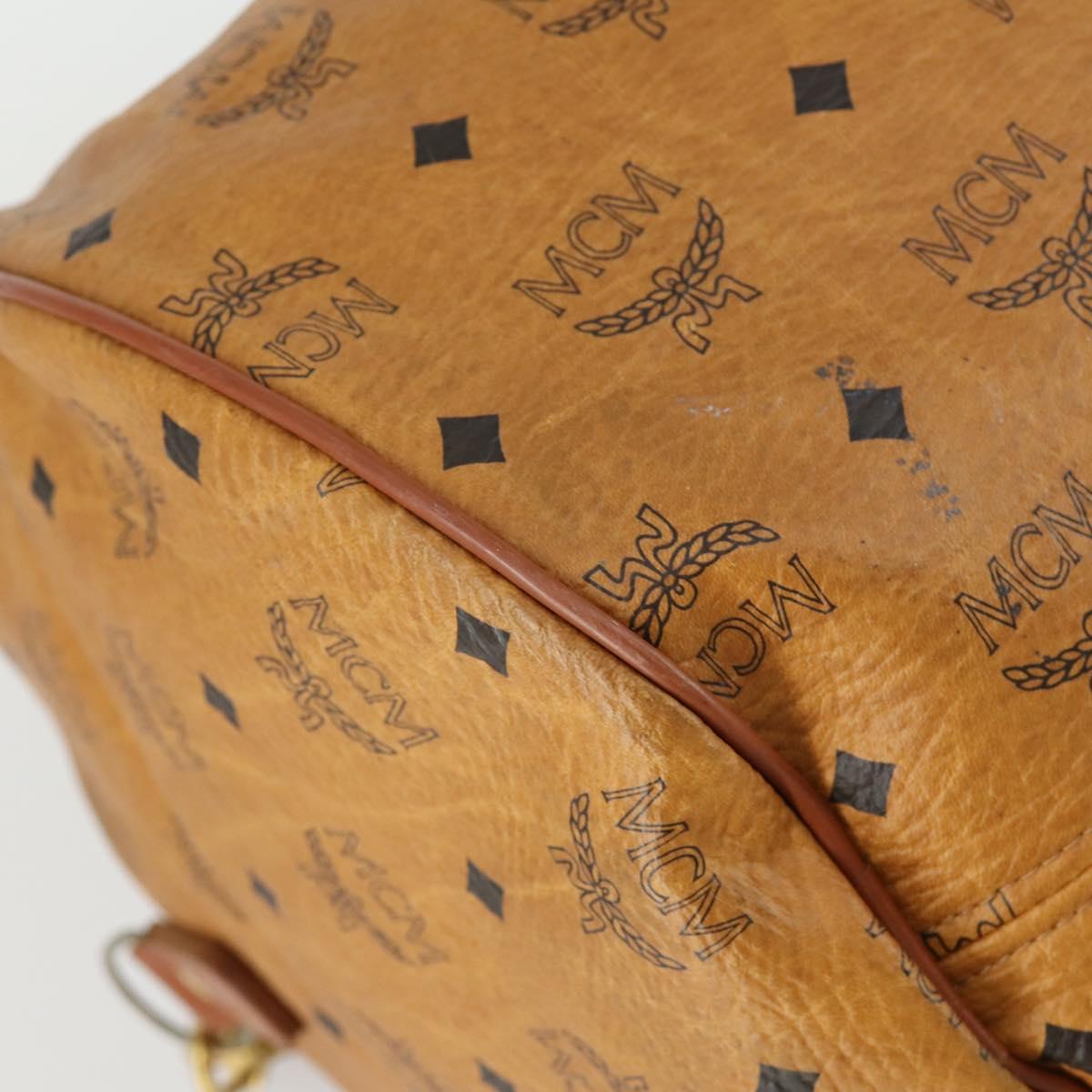 MCM Logogram Vicetos Boston Bag PVC Leather 2way Brown Gold Auth 152194