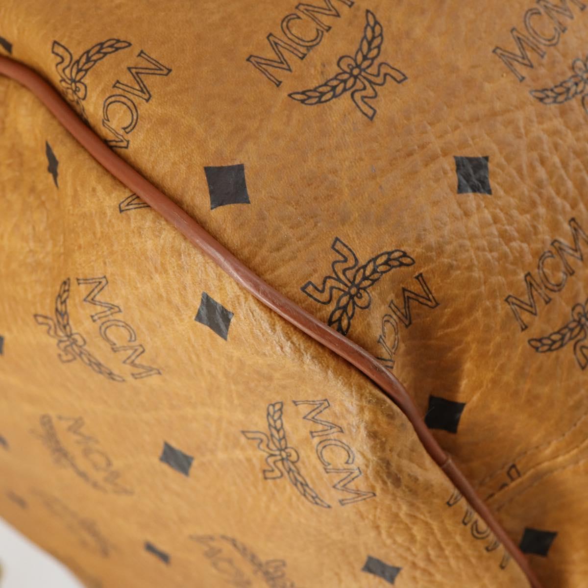 MCM Logogram Vicetos Boston Bag PVC Leather 2way Brown Gold Auth 152194