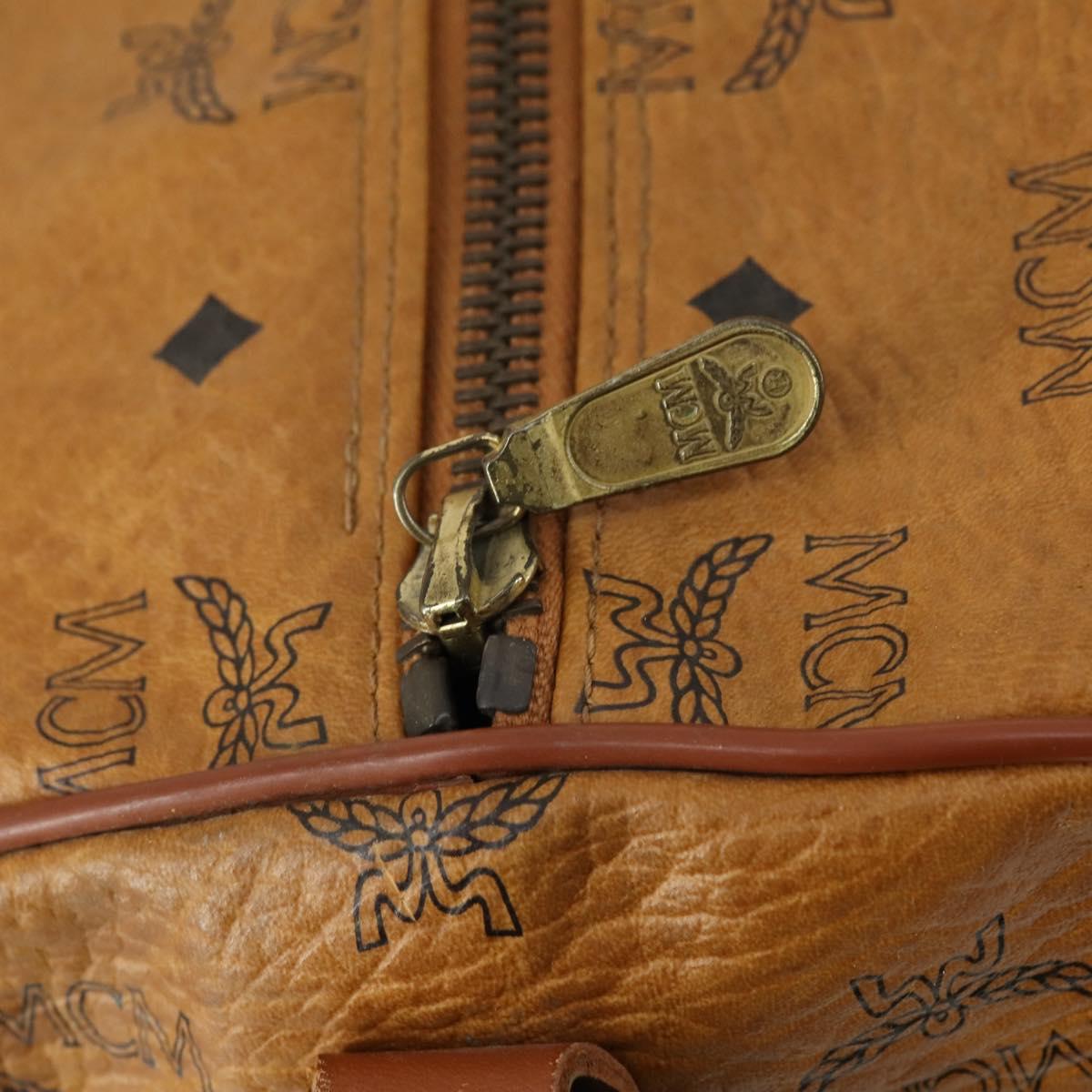 MCM Logogram Vicetos Boston Bag PVC Leather 2way Brown Gold Auth 152194