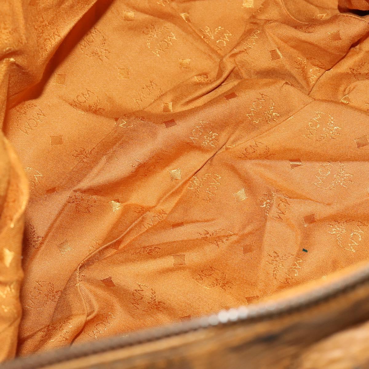 MCM Logogram Vicetos Boston Bag PVC Leather 2way Brown Gold Auth 152194