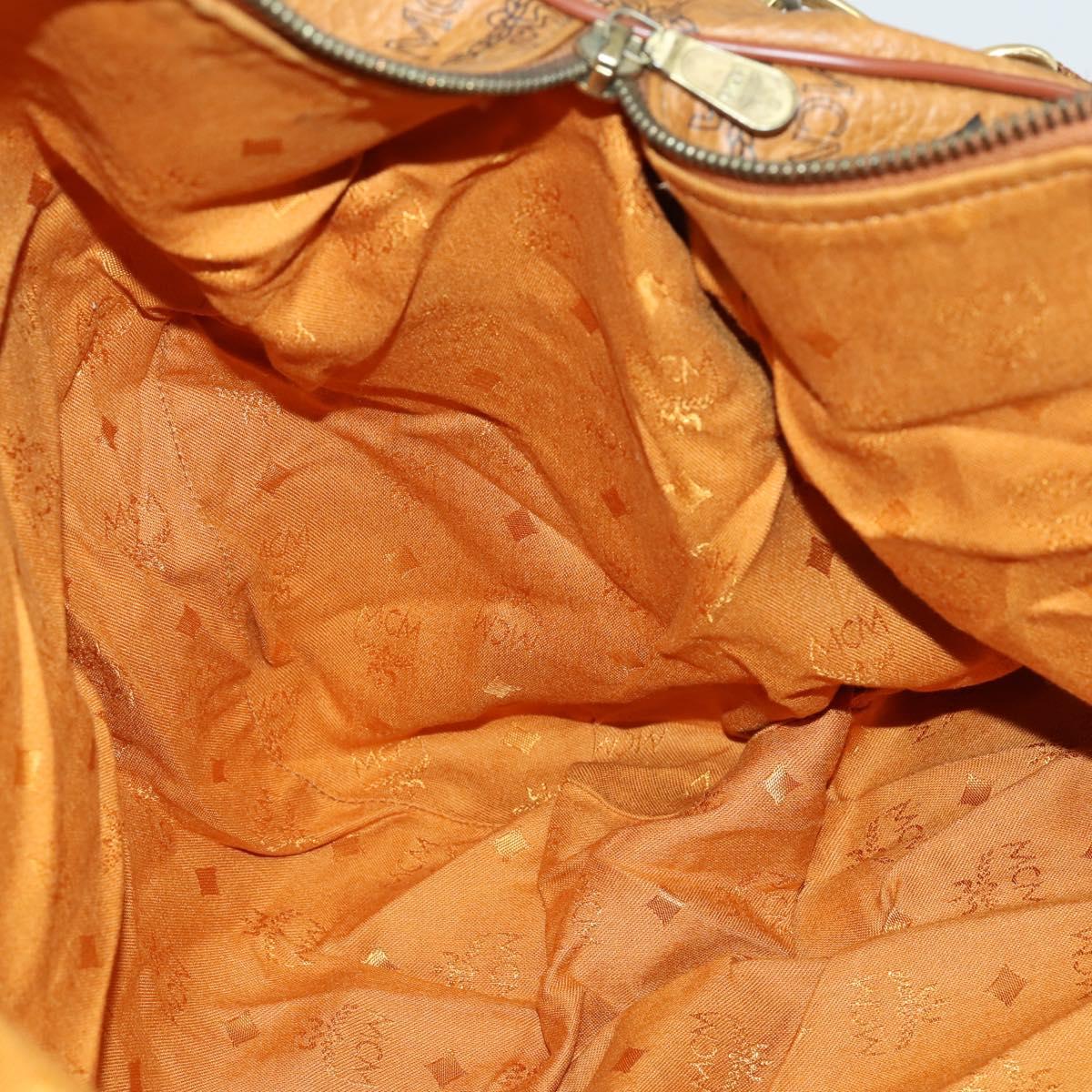 MCM Logogram Vicetos Boston Bag PVC Leather 2way Brown Gold Auth 152194