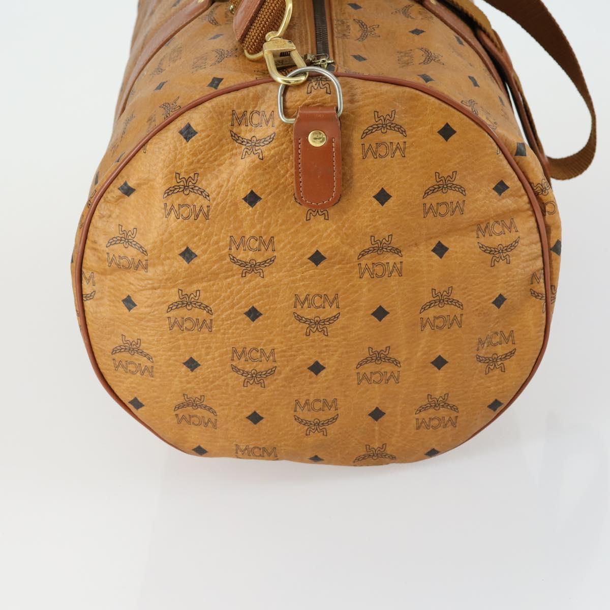 MCM Logogram Vicetos Boston Bag PVC Leather 2way Brown Gold Auth 152194