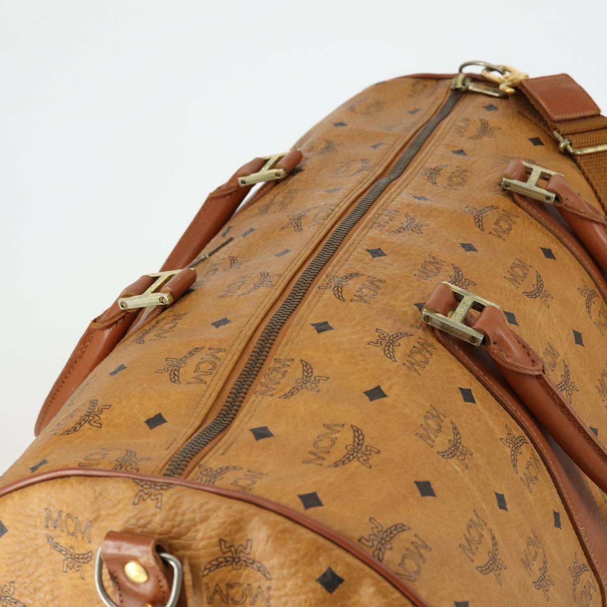 MCM Logogram Vicetos Boston Bag PVC Leather 2way Brown Gold Auth 152194