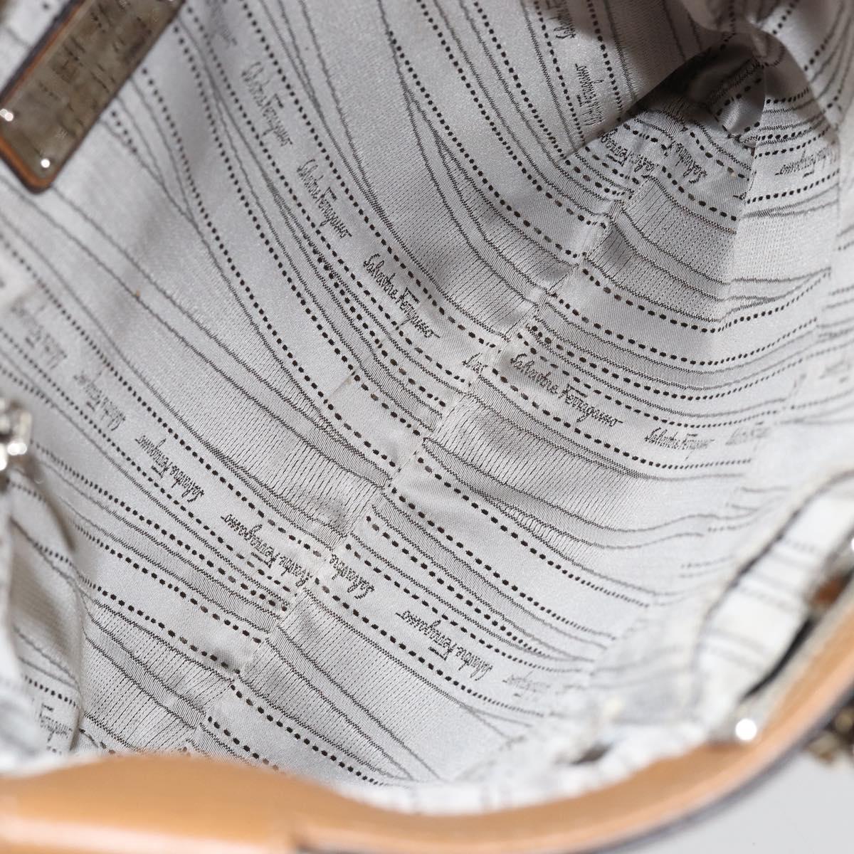 Salvatore Ferragamo Gancini Shoulder Bag Leather Brown Silver Auth 152196