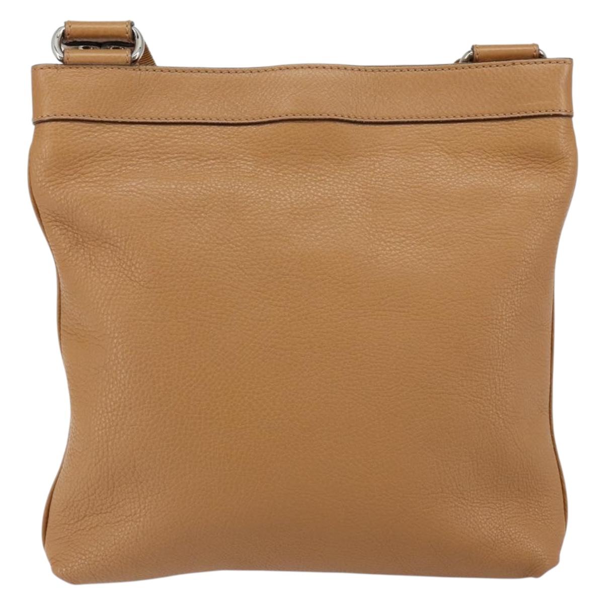 Salvatore Ferragamo Gancini Shoulder Bag Leather Brown Silver Auth 152196