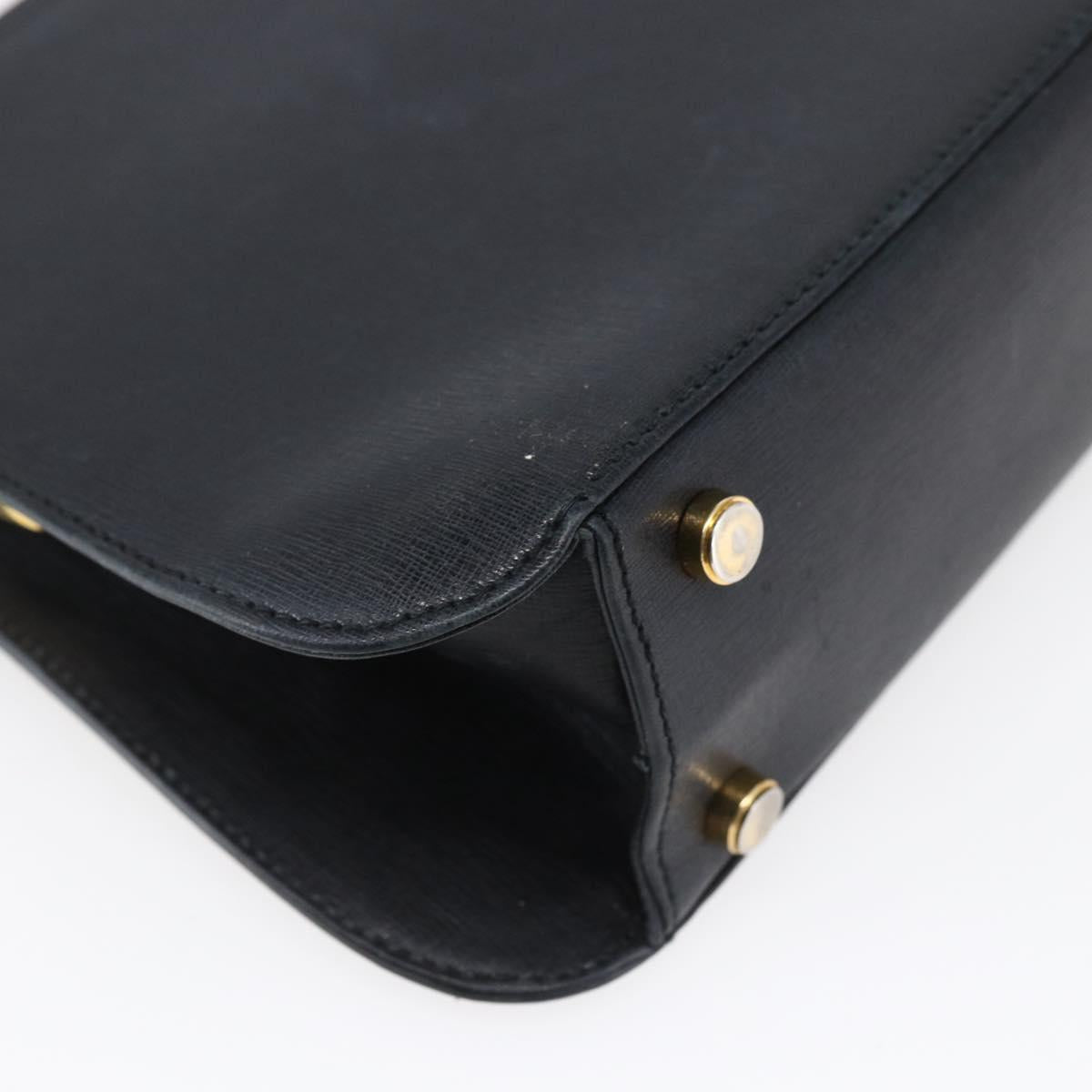 Salvatore Ferragamo Hand Bag Leather 2way Black Gold Auth 152197