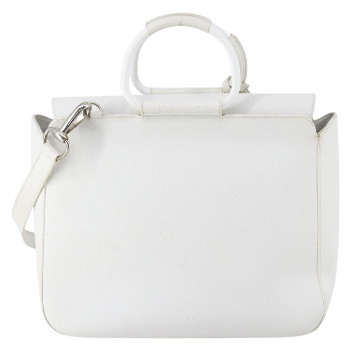 GUCCI Hand Bag Leather 2way White 000 2058 0307 5 Auth 152204