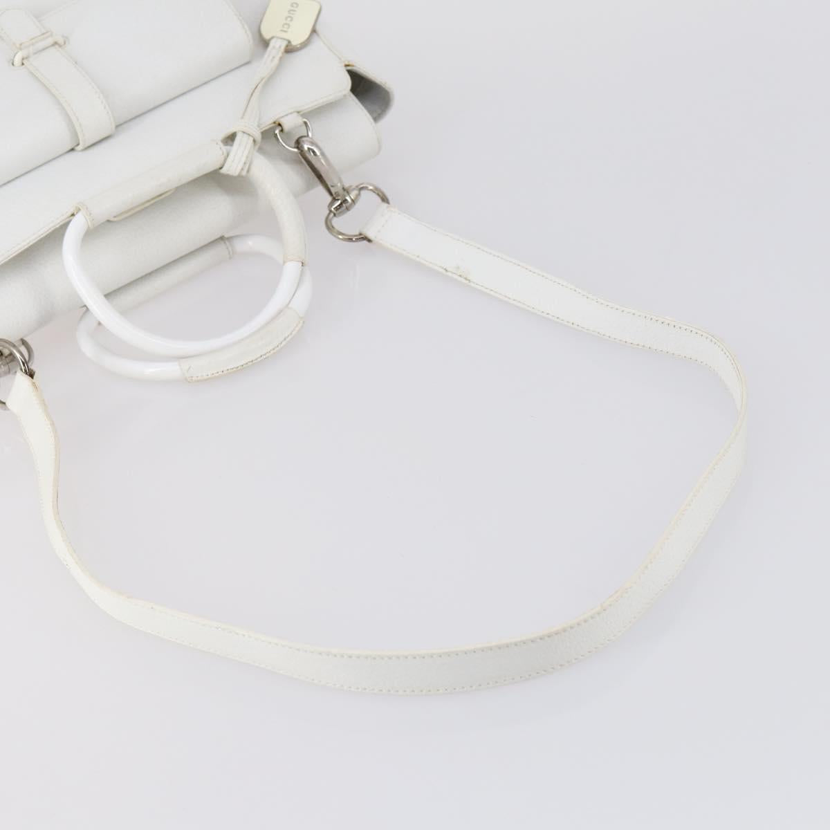 GUCCI Hand Bag Leather 2way White 000 2058 0307 5 Auth 152204
