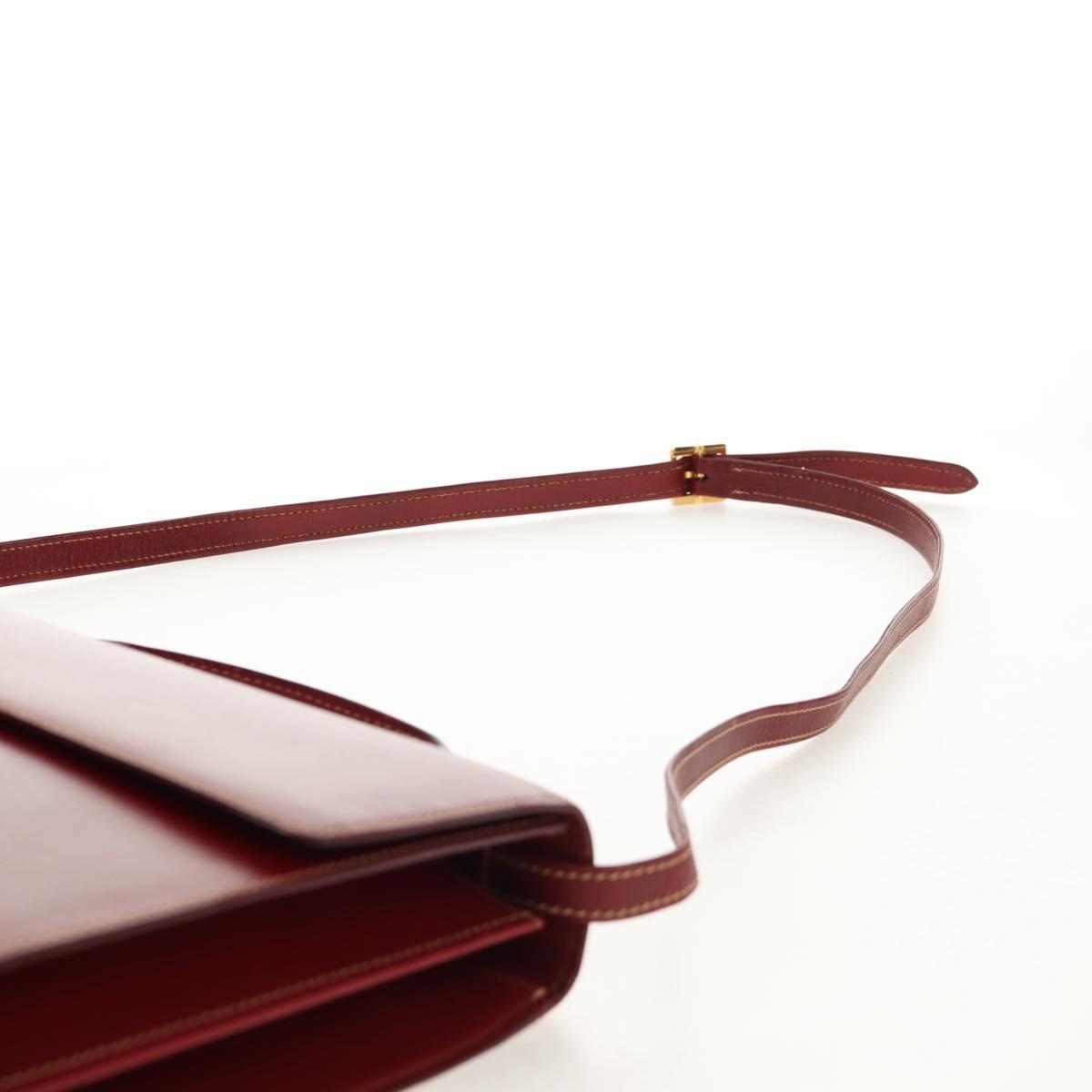 LOEWE Shoulder Bag Leather 2way Red Gold Auth 152205