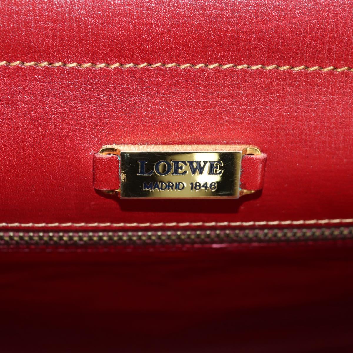LOEWE Shoulder Bag Leather 2way Red Gold Auth 152205