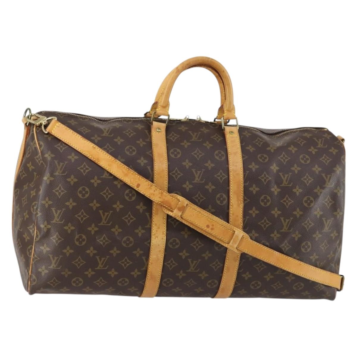 LOUIS VUITTON Monogram Keepall Bandouliere 55 Boston Bag M41414 LV Auth 152216