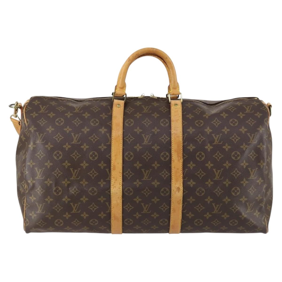 LOUIS VUITTON Monogram Keepall Bandouliere 55 Boston Bag M41414 LV Auth 152216