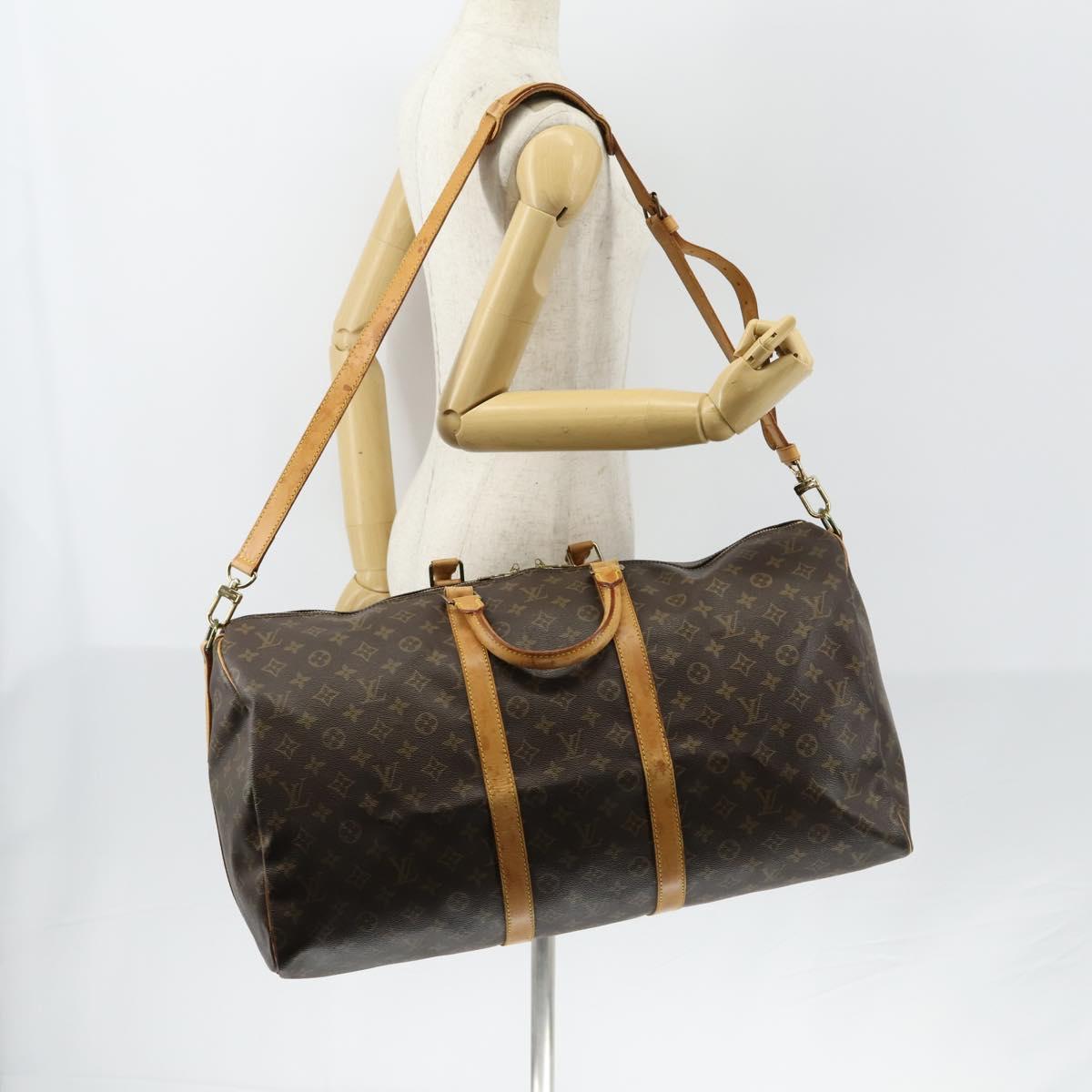 LOUIS VUITTON Monogram Keepall Bandouliere 55 Boston Bag M41414 LV Auth 152216