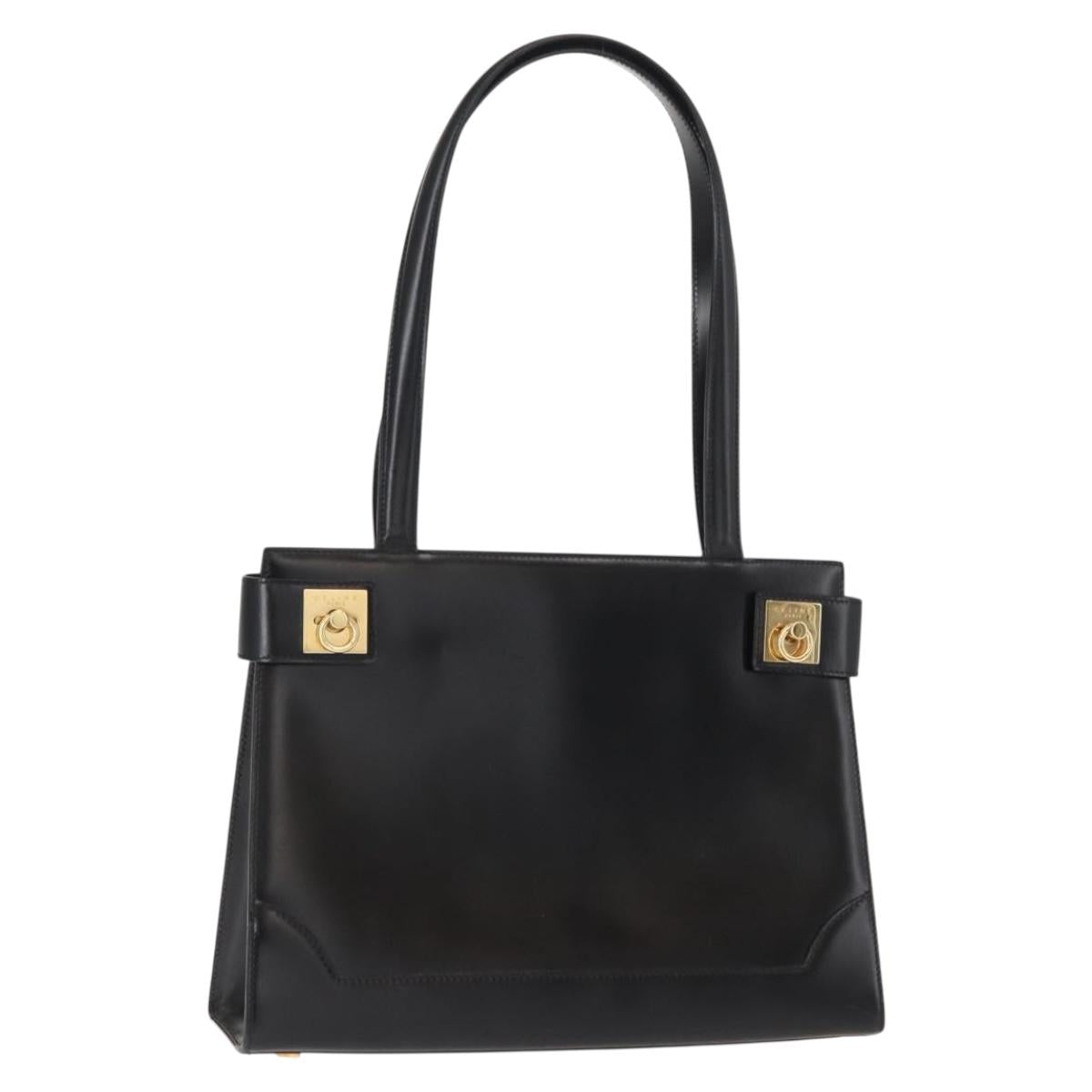 CELINE Tote Bag Leather Black Gold Auth 152229