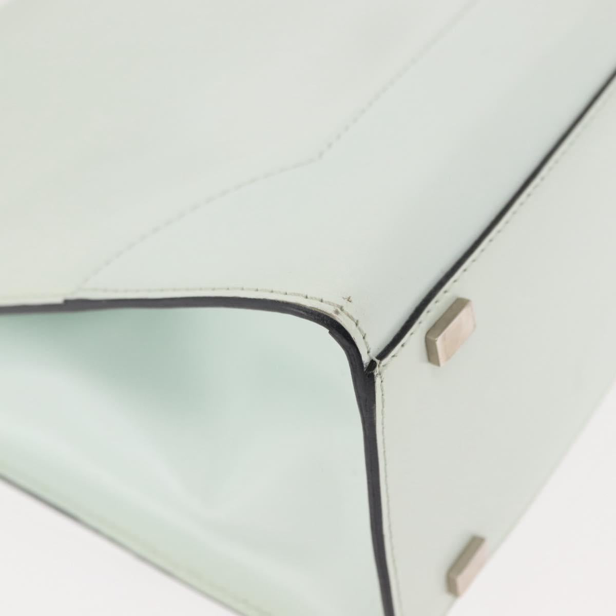 CELINE Tote Bag Leather Silver White Auth 152230