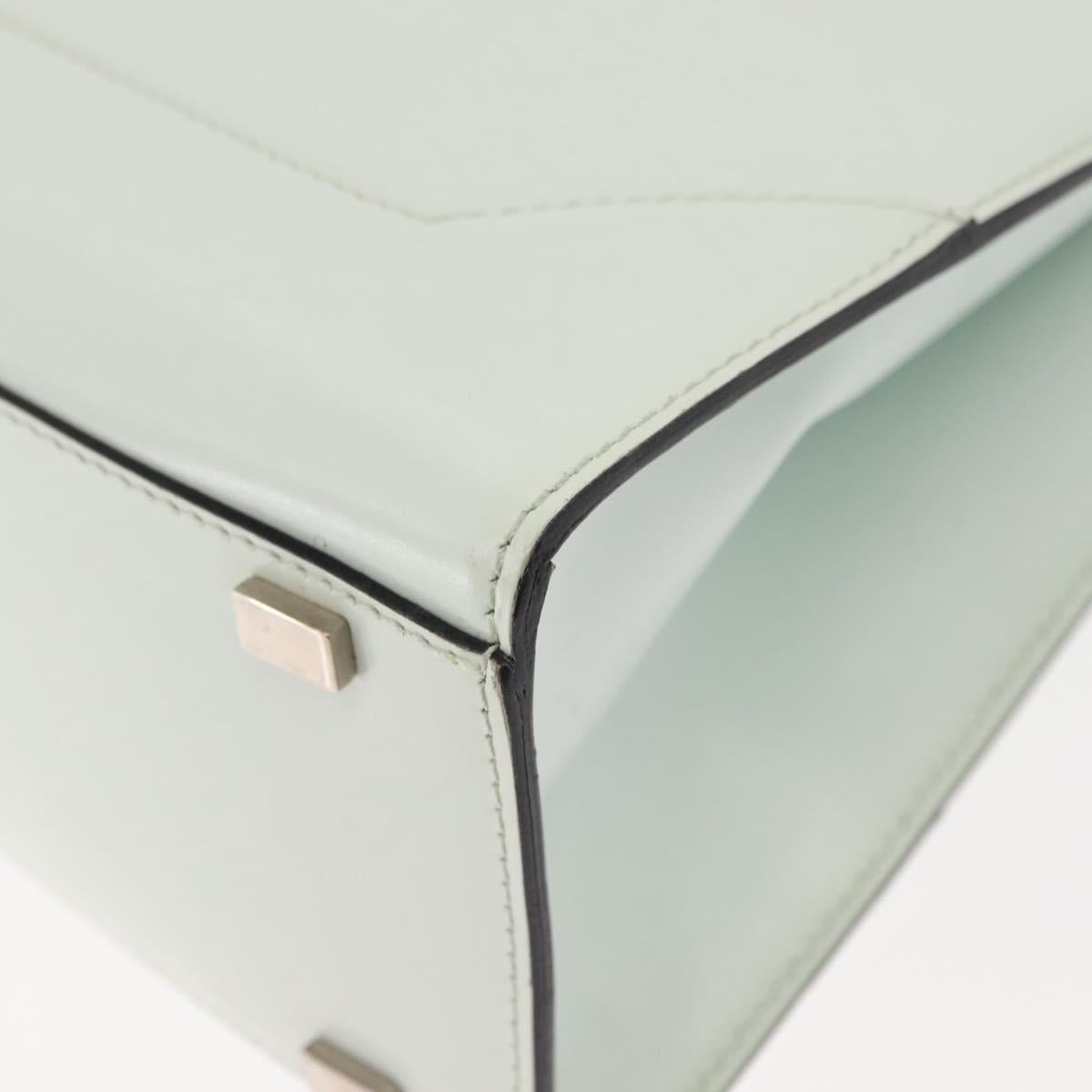 CELINE Tote Bag Leather Silver White Auth 152230