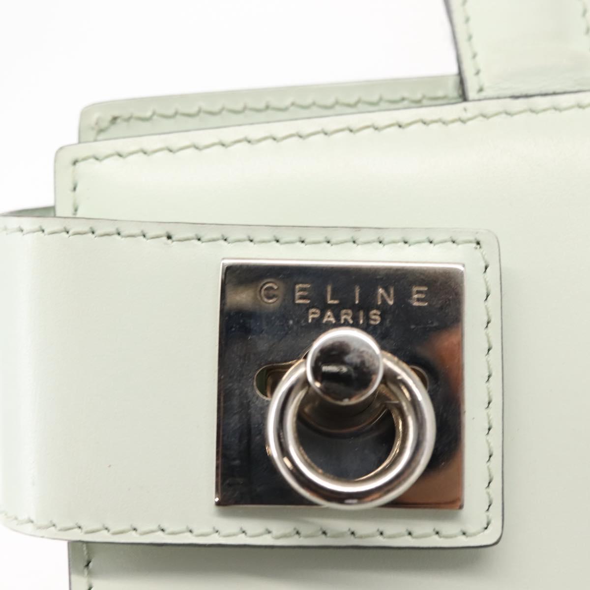 CELINE Tote Bag Leather Silver White Auth 152230