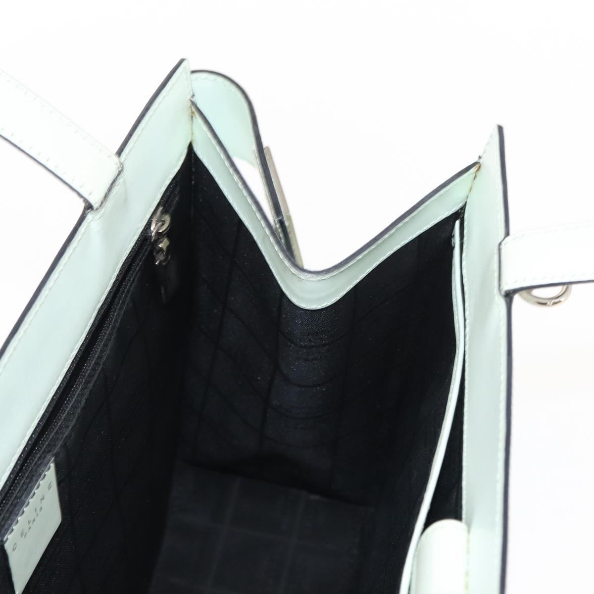 CELINE Tote Bag Leather Silver White Auth 152230