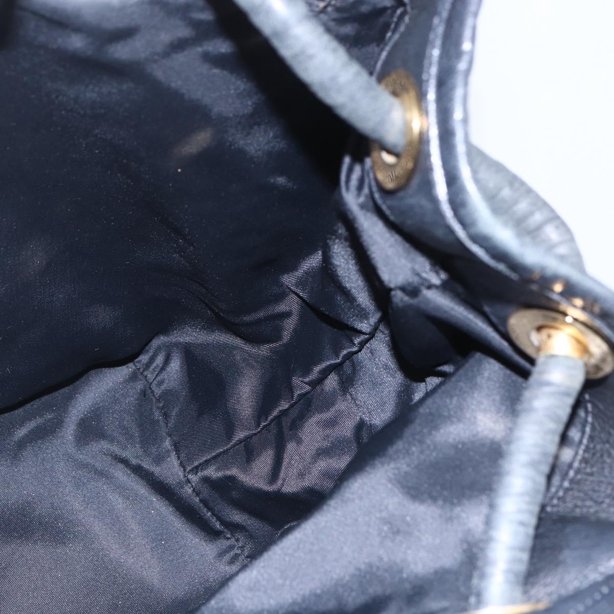 CELINE Shoulder Bag Nylon Black Gold Auth 152231