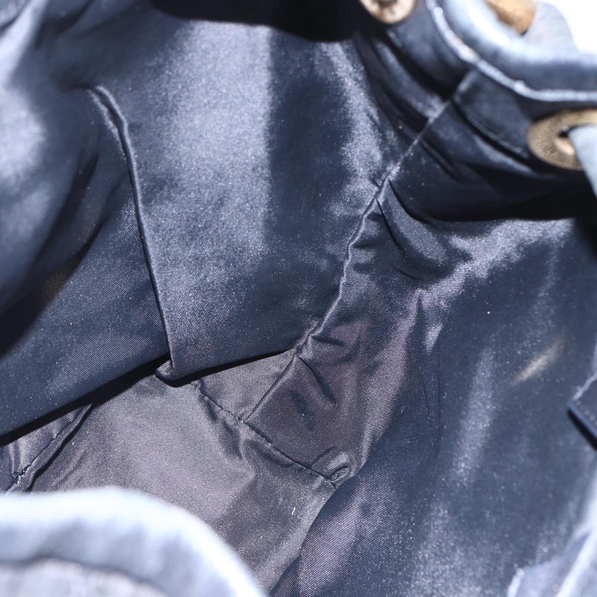 CELINE Shoulder Bag Nylon Black Gold Auth 152231