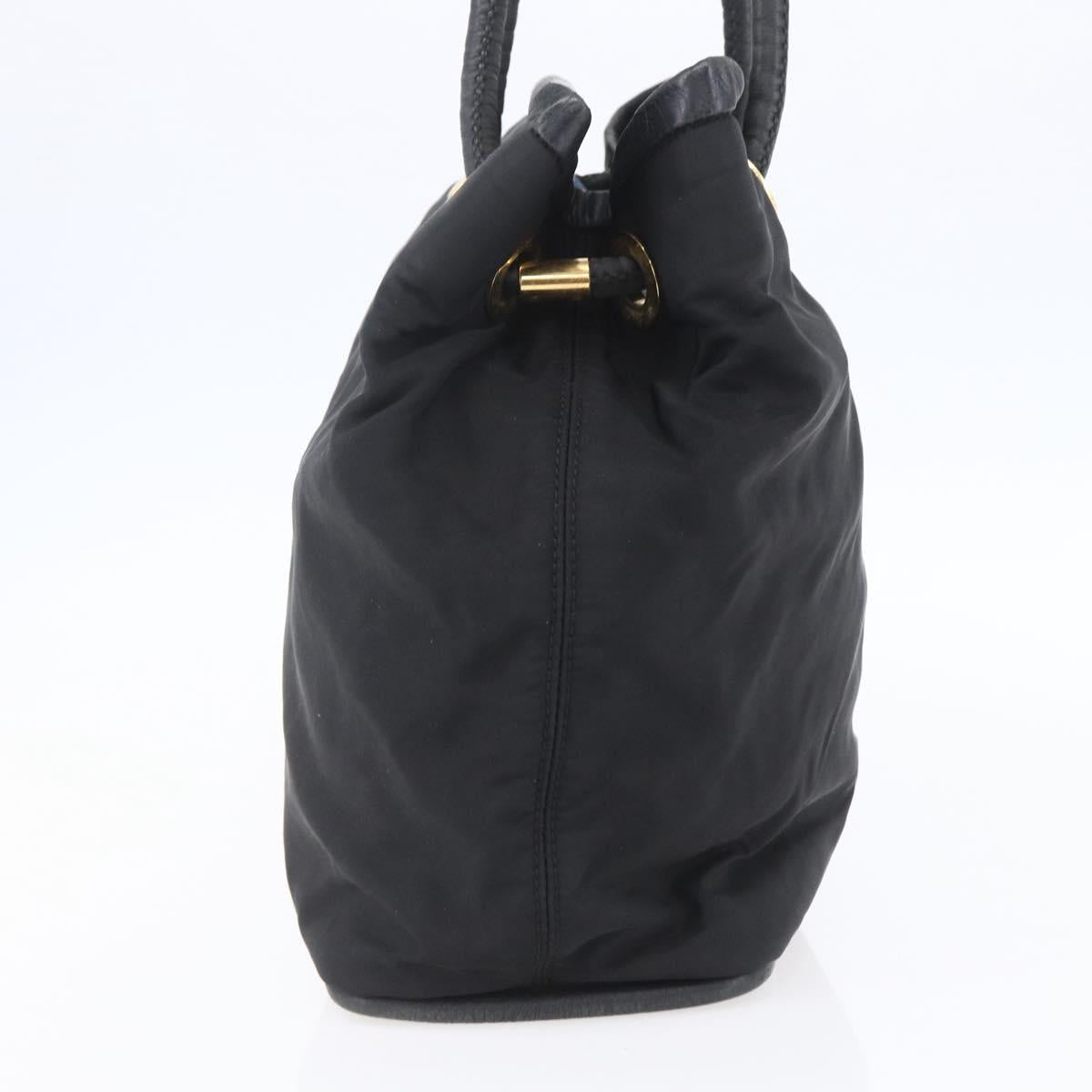 CELINE Shoulder Bag Nylon Black Gold Auth 152231