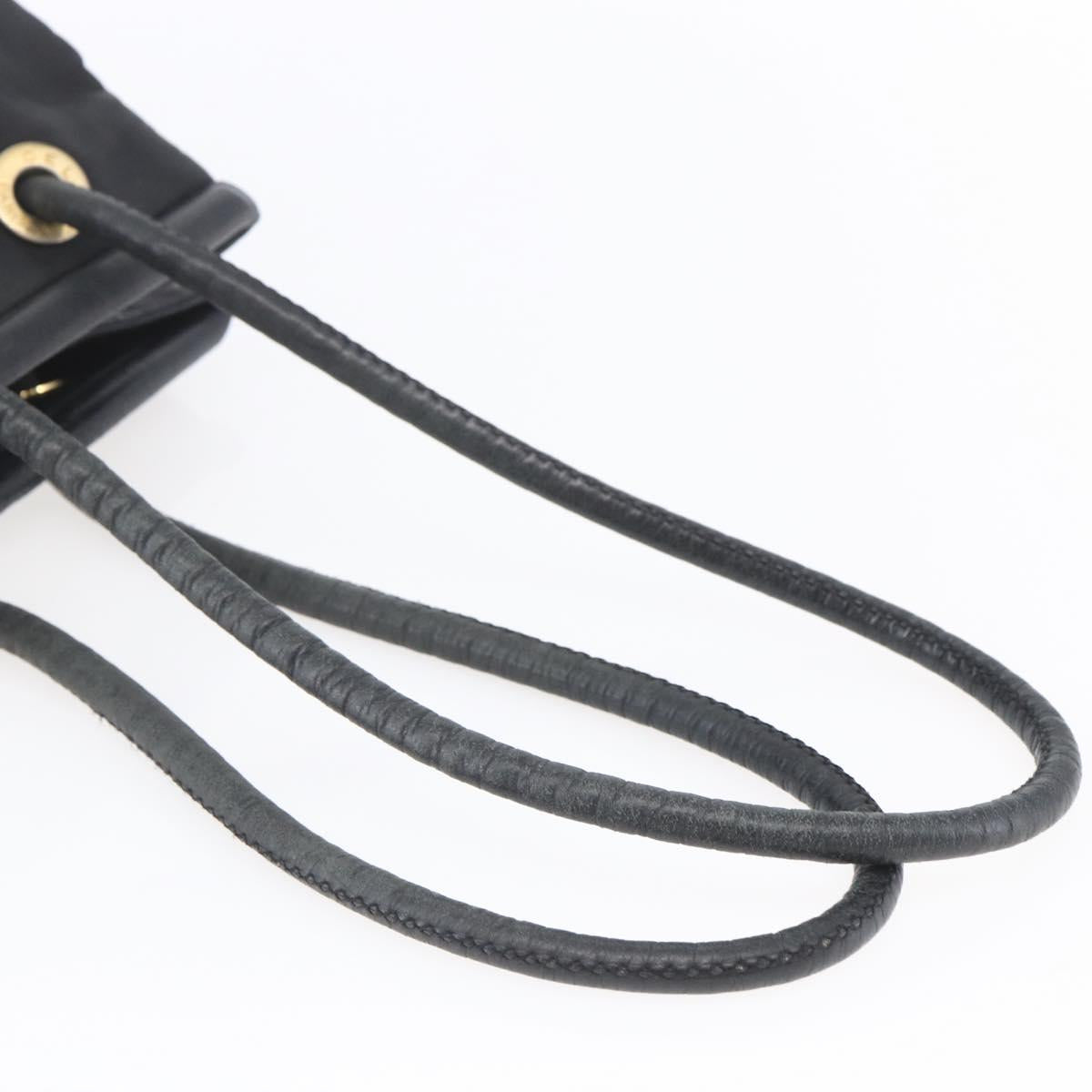 CELINE Shoulder Bag Nylon Black Gold Auth 152231