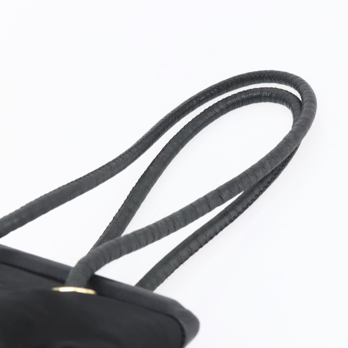CELINE Shoulder Bag Nylon Black Gold Auth 152231