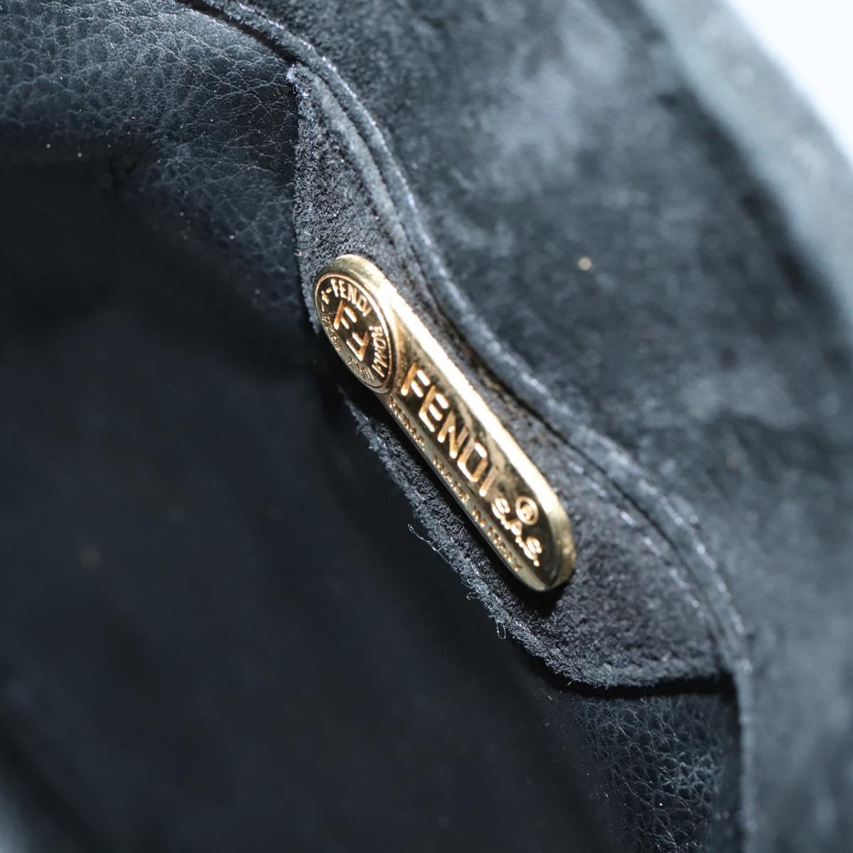 FENDI Spiral Pasta Shoulder Bag Suede Black Gold Auth 152232