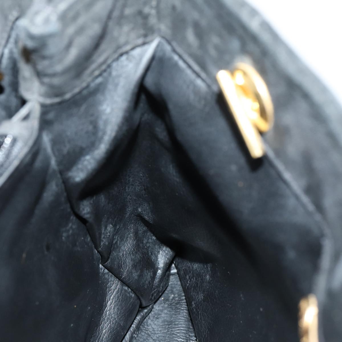 FENDI Spiral Pasta Shoulder Bag Suede Black Gold Auth 152232