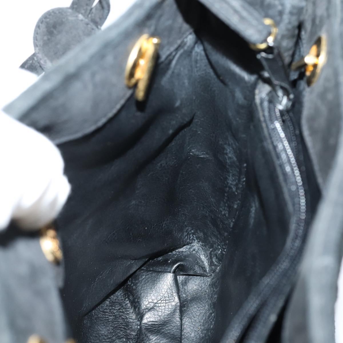 FENDI Spiral Pasta Shoulder Bag Suede Black Gold Auth 152232