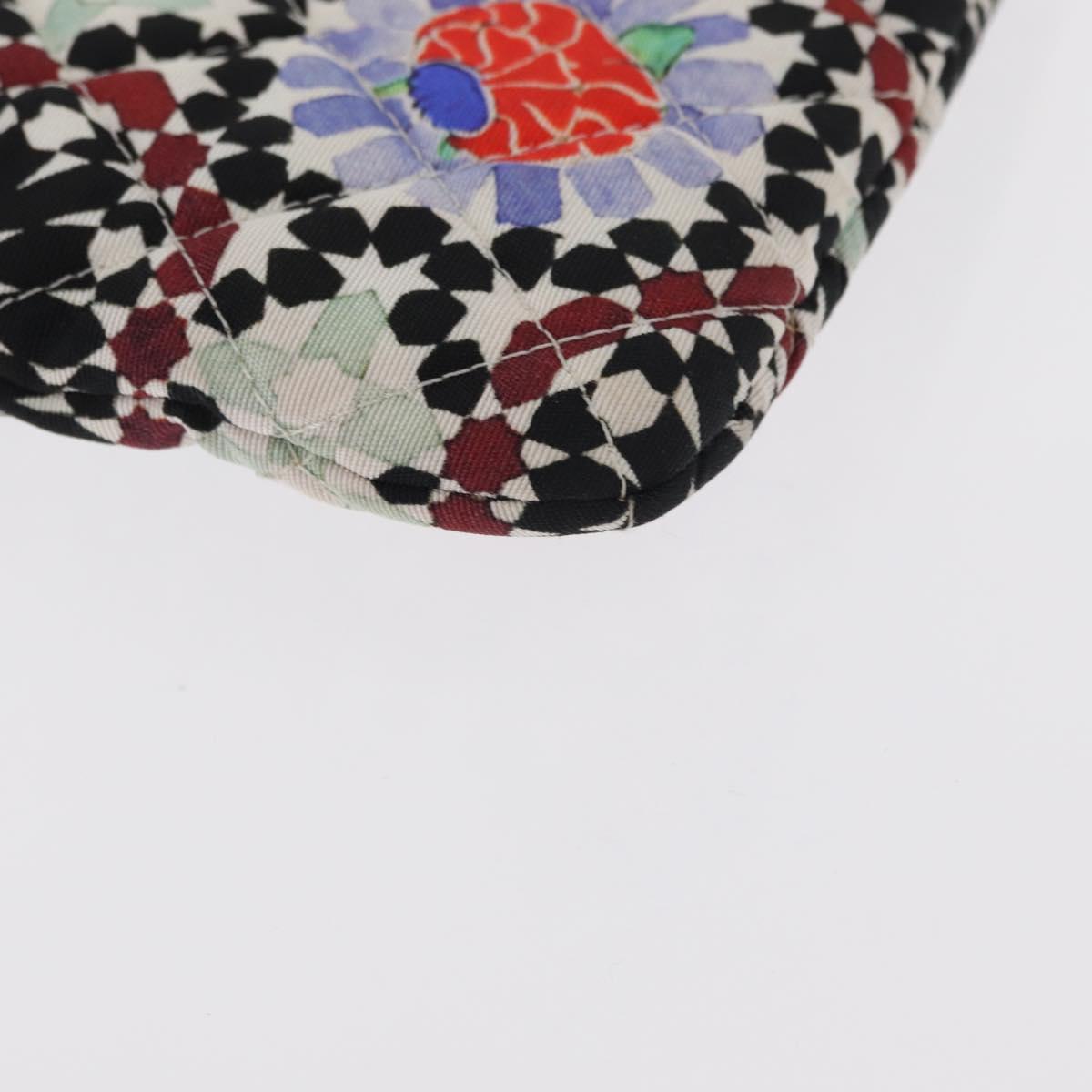 CHANEL COCO Mark Floral Clutch Bag Nylon Black Silver CC Auth 152233