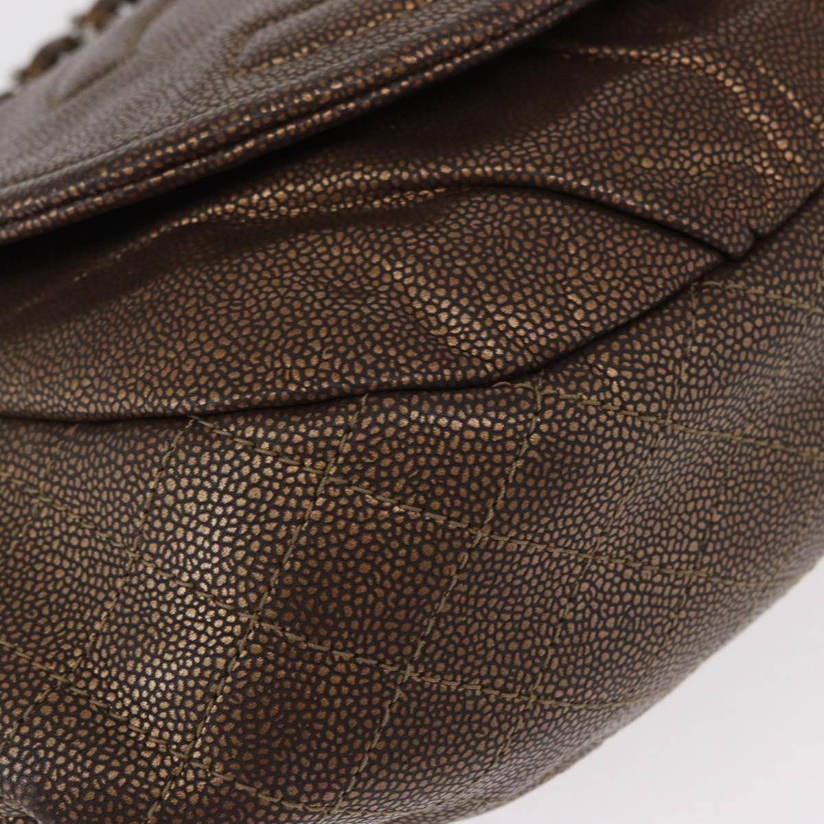 CHANEL Chain Shoulder Bag Caviar Skin Brown Silver CC Auth 152234