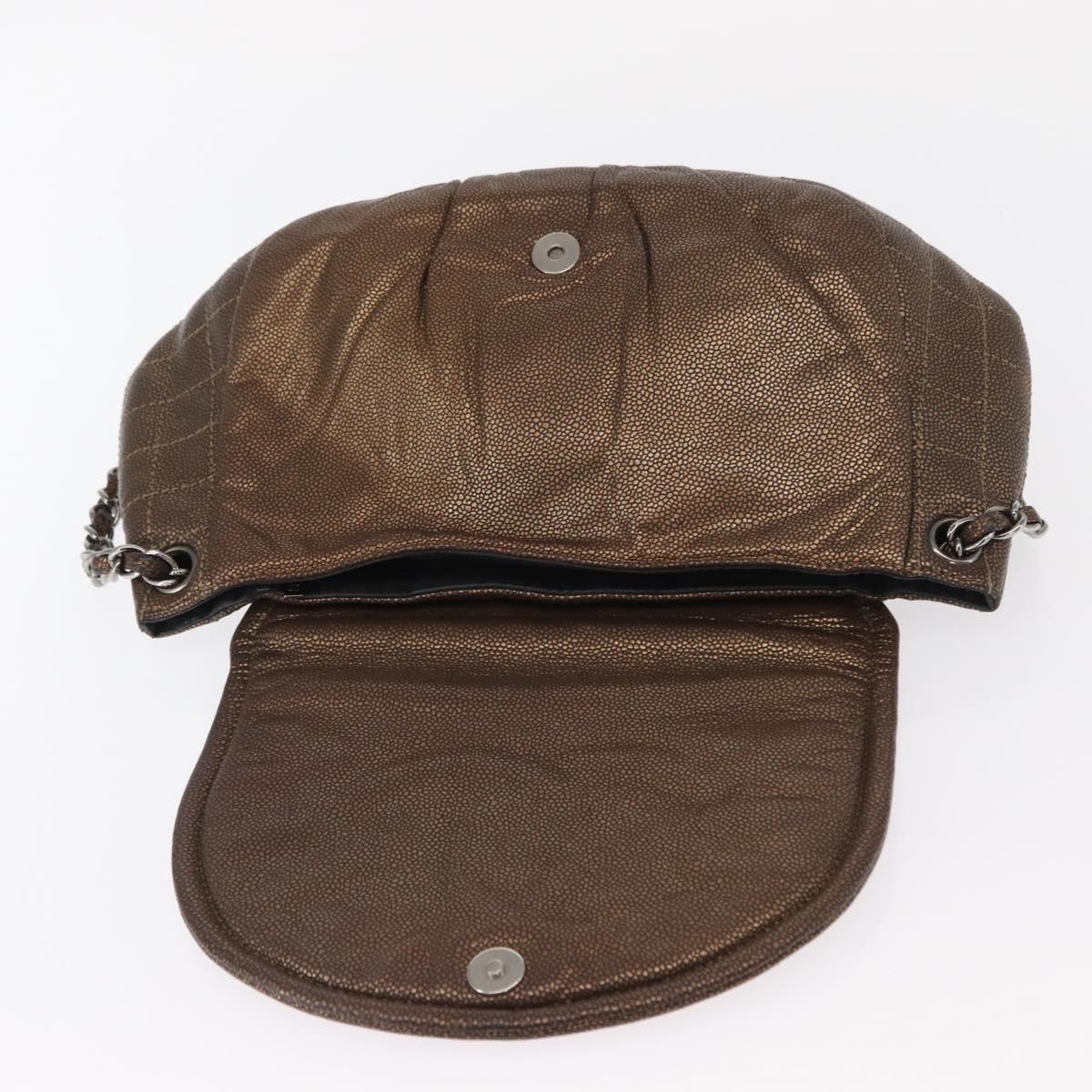 CHANEL Chain Shoulder Bag Caviar Skin Brown Silver CC Auth 152234