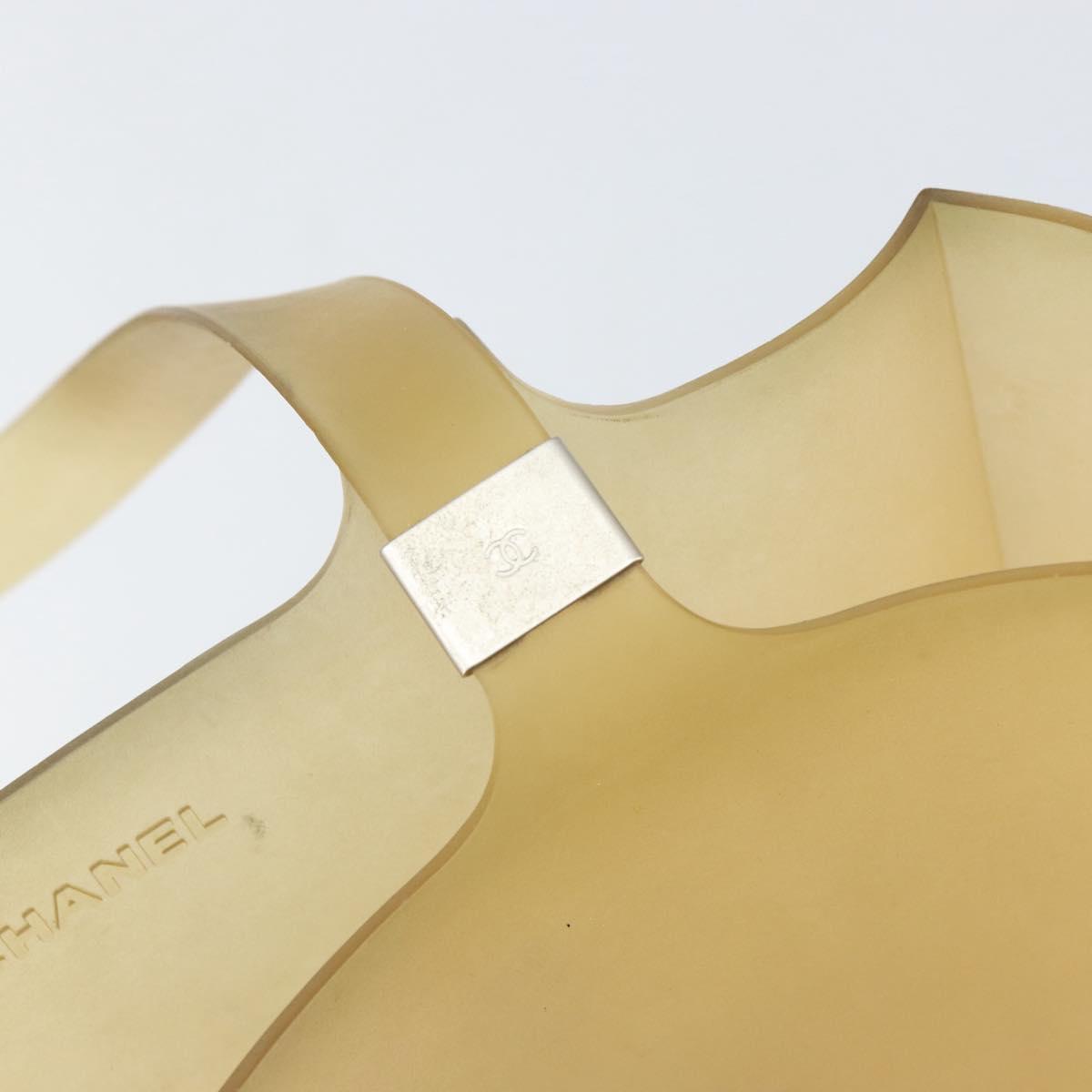 CHANEL Tote Bag Rubber Beige CC Auth 152235