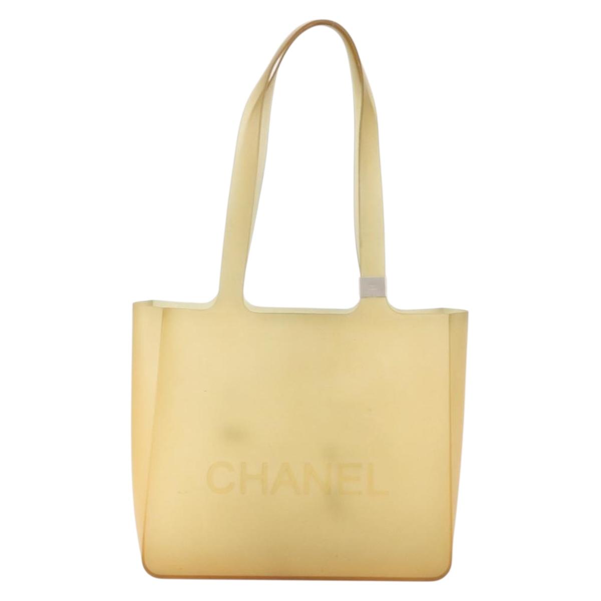 CHANEL Tote Bag Rubber Beige CC Auth 152235