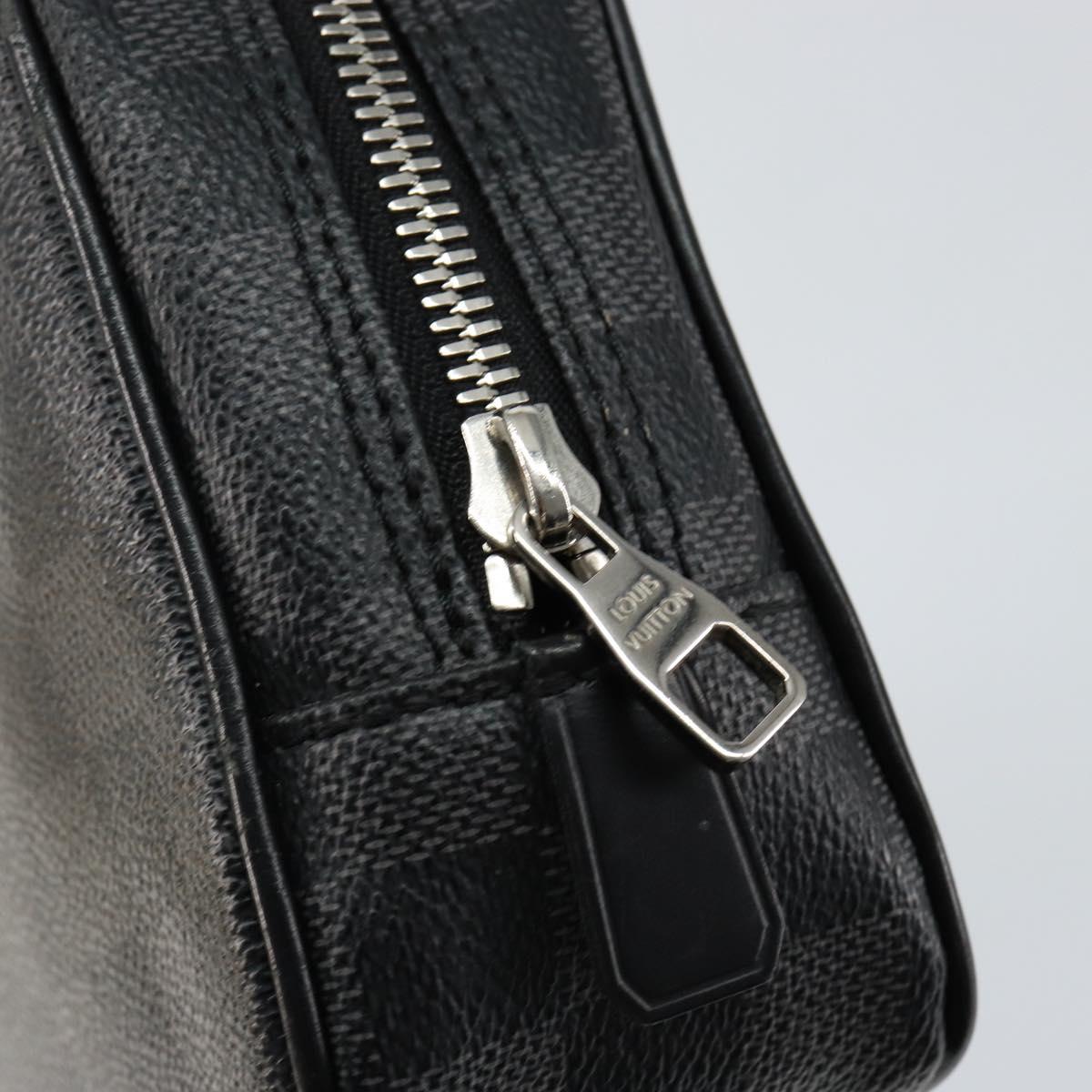 LOUIS VUITTON Damier Graphite Trousse Toilette PM Clutch Bag N47522 Auth 152238