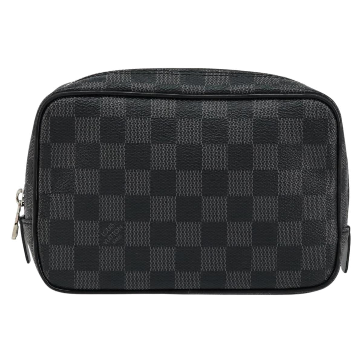 LOUIS VUITTON Damier Graphite Trousse Toilette PM Clutch Bag N47522 Auth 152238
