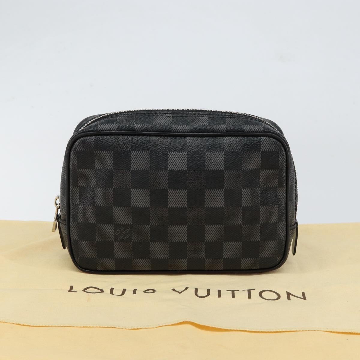 LOUIS VUITTON Damier Graphite Trousse Toilette PM Clutch Bag N47522 Auth 152238