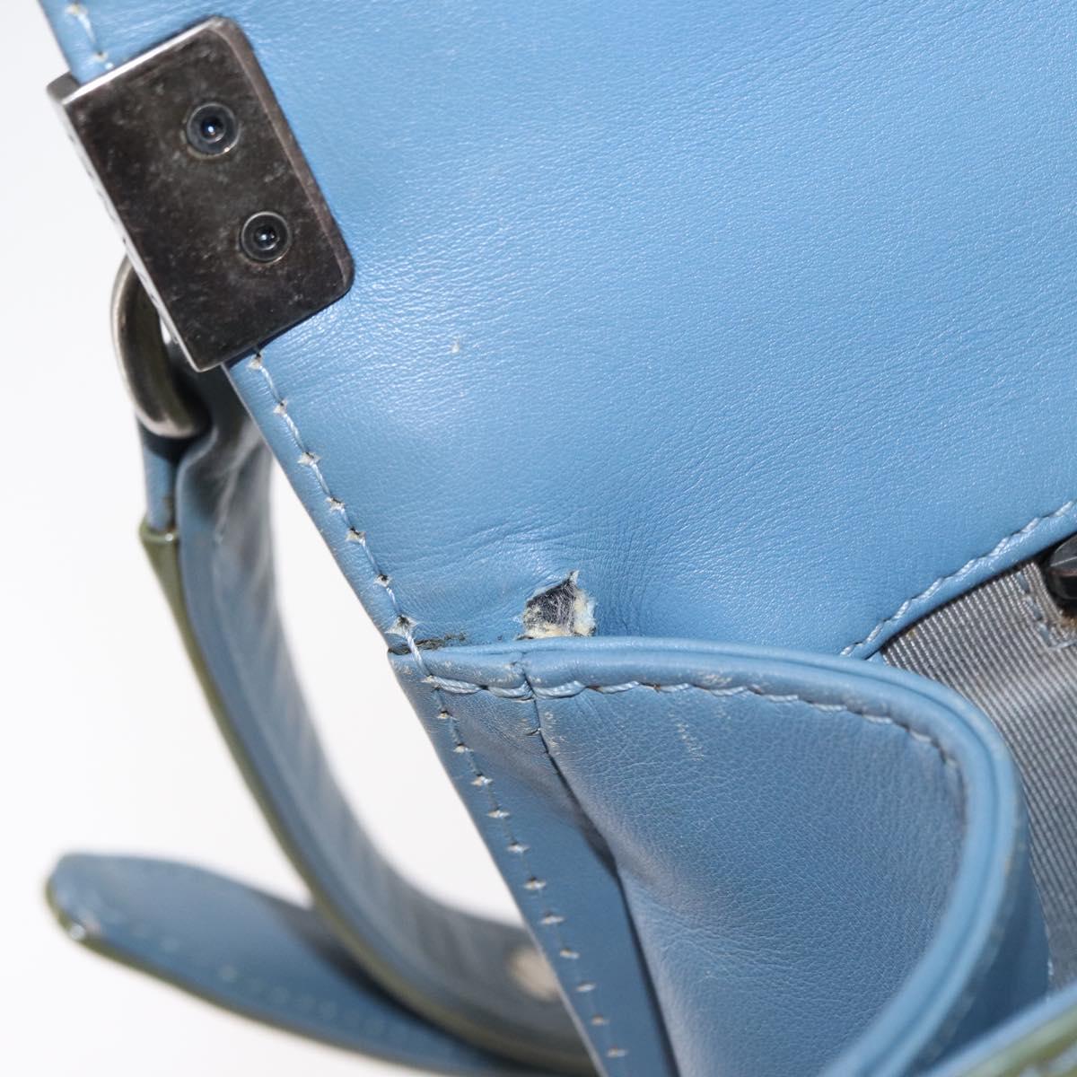 CHANEL Chain Boy Chanel Shoulder Bag Patent leather Green Blue CC Auth 152239