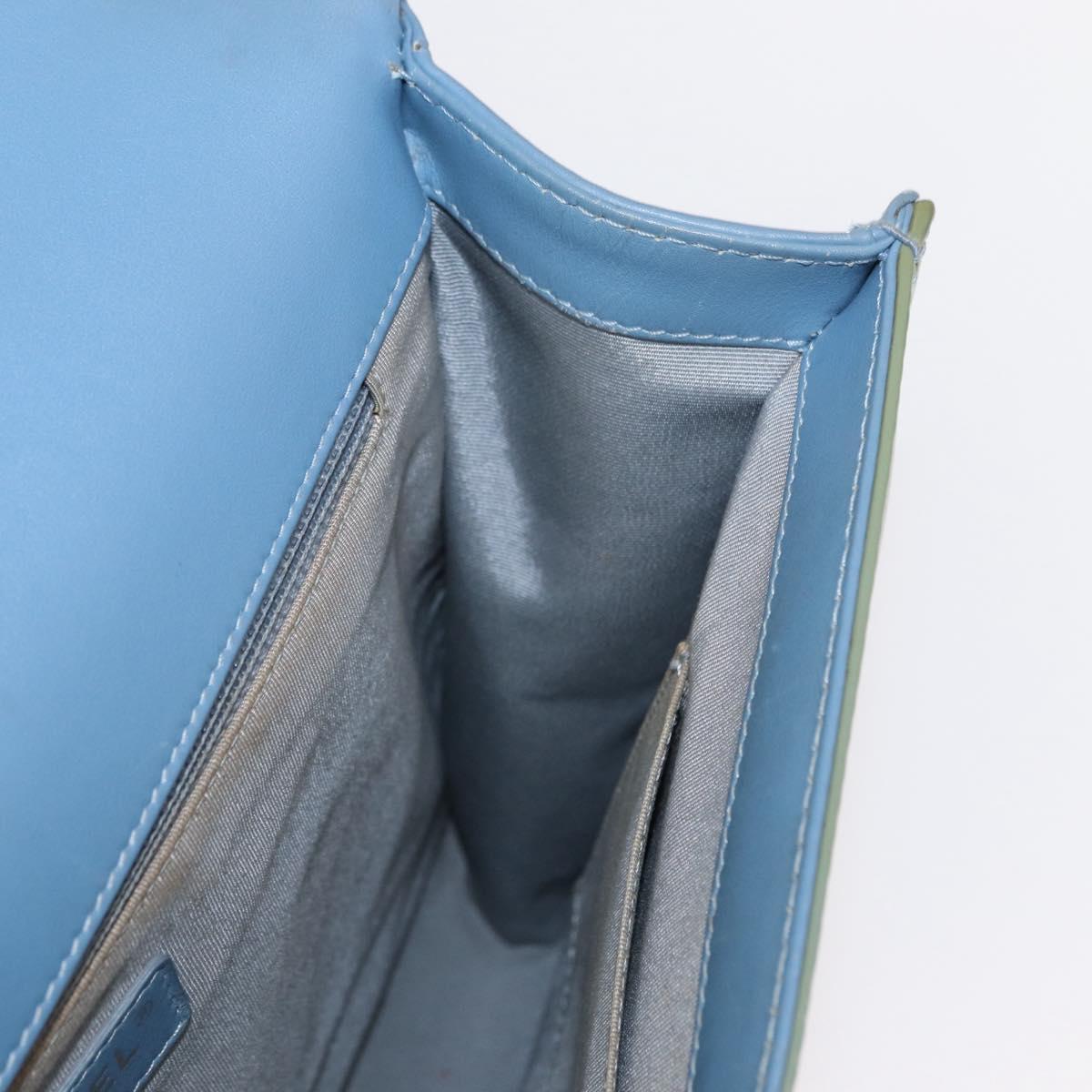 CHANEL Chain Boy Chanel Shoulder Bag Patent leather Green Blue CC Auth 152239