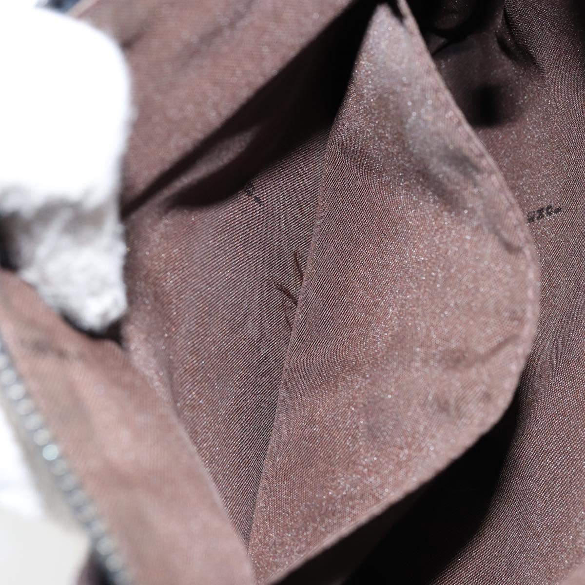 FENDI Zucchino Canvas Shoulder Bag Navy Silver Auth 152243