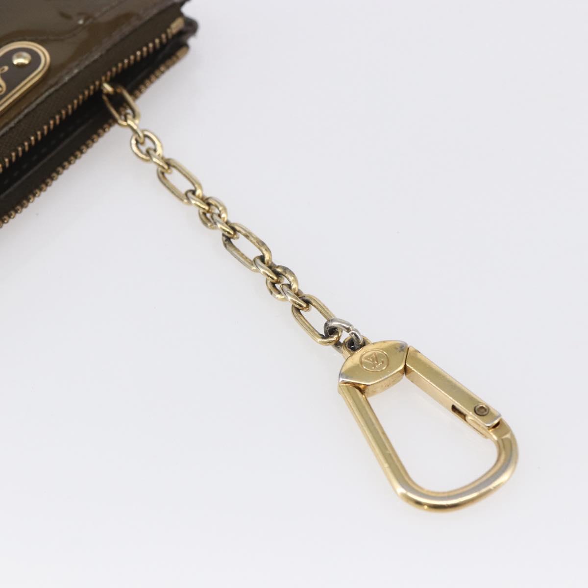 LOUIS VUITTON Monogram Vernis Pochette Cle NM Purse Beige M91763 Auth 152245