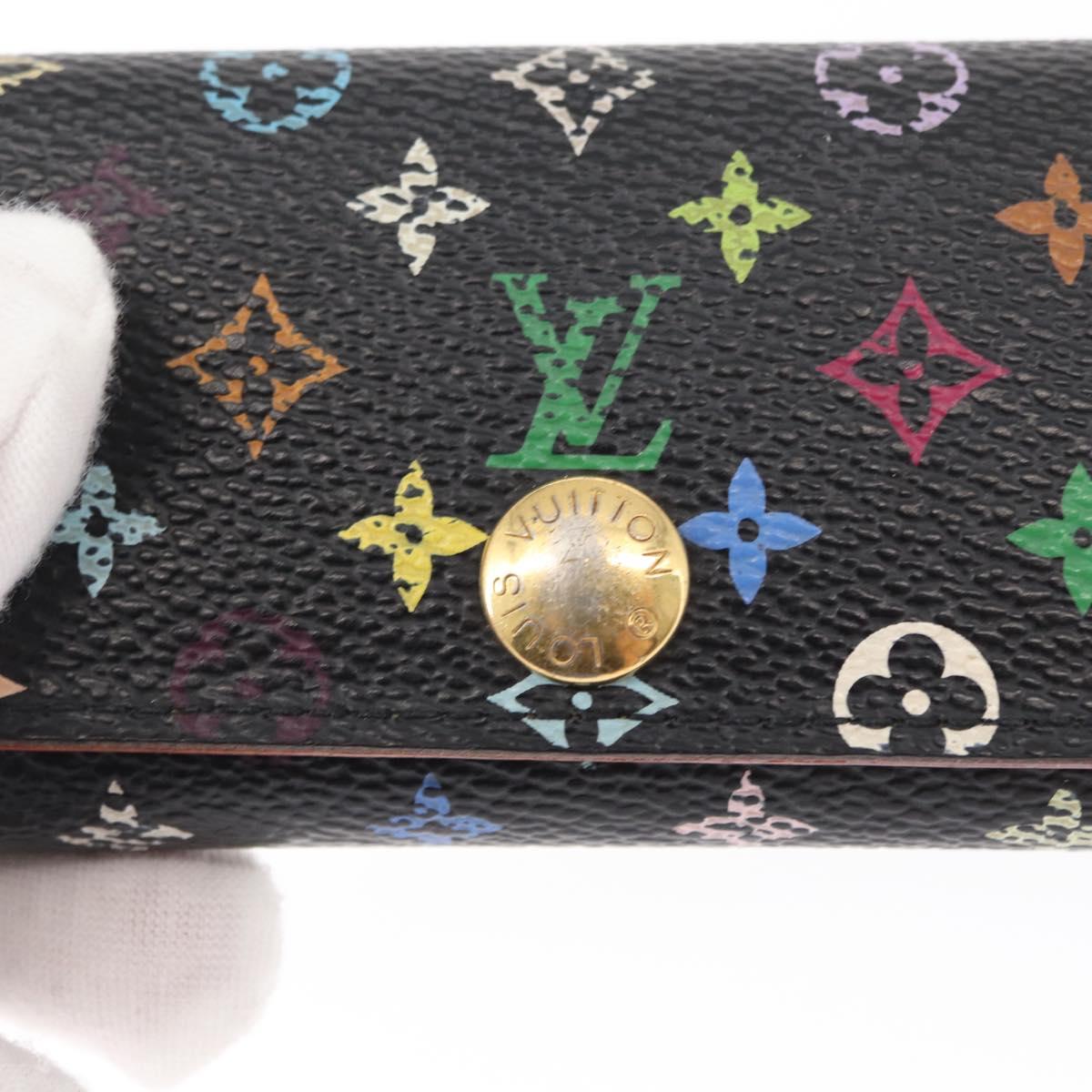 LOUIS VUITTON Monogram Multicolor Multicles 4 Key Case Black M93732 Auth 152246