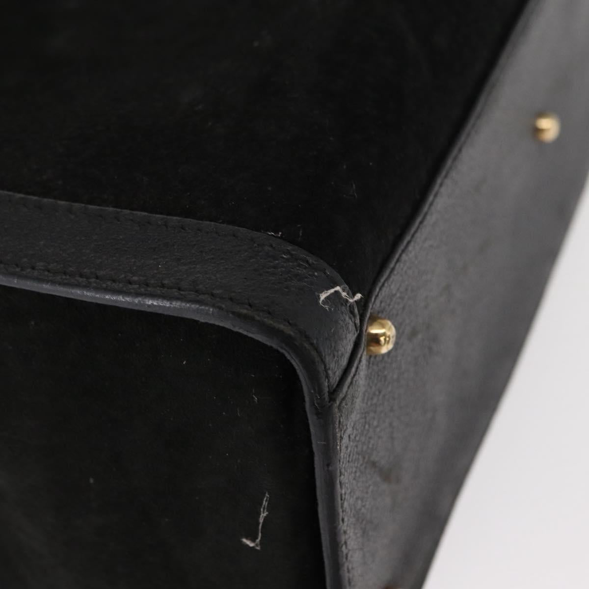 GUCCI Bamboo Hand Bag Suede Leather Black Gold 002 1186 0260 Auth 152254